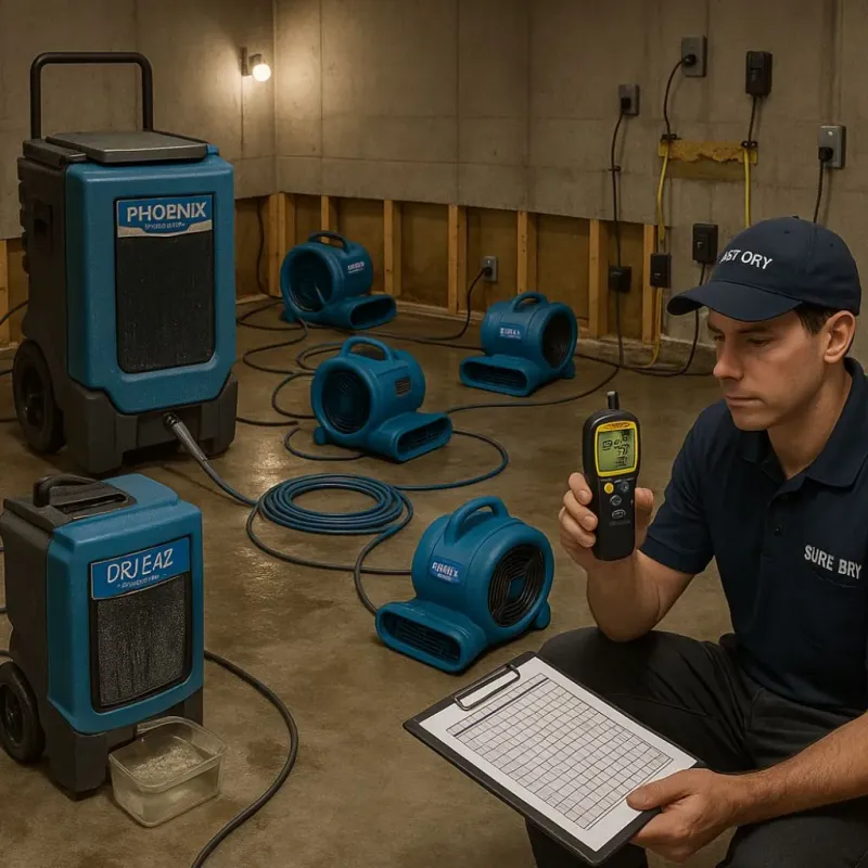 Structural Drying and Dehumidification process in West Allis, WI